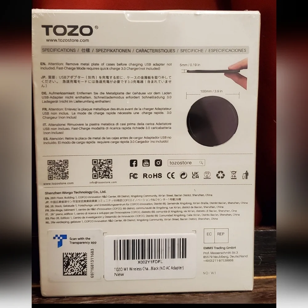 TOZO W1 Wireless Charger Aluminum Fast Charging Pad